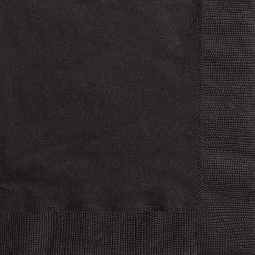 Midnight Black 20 Beverage Napkins 2ply 25.4cm x 25.4cm (10" x 10")